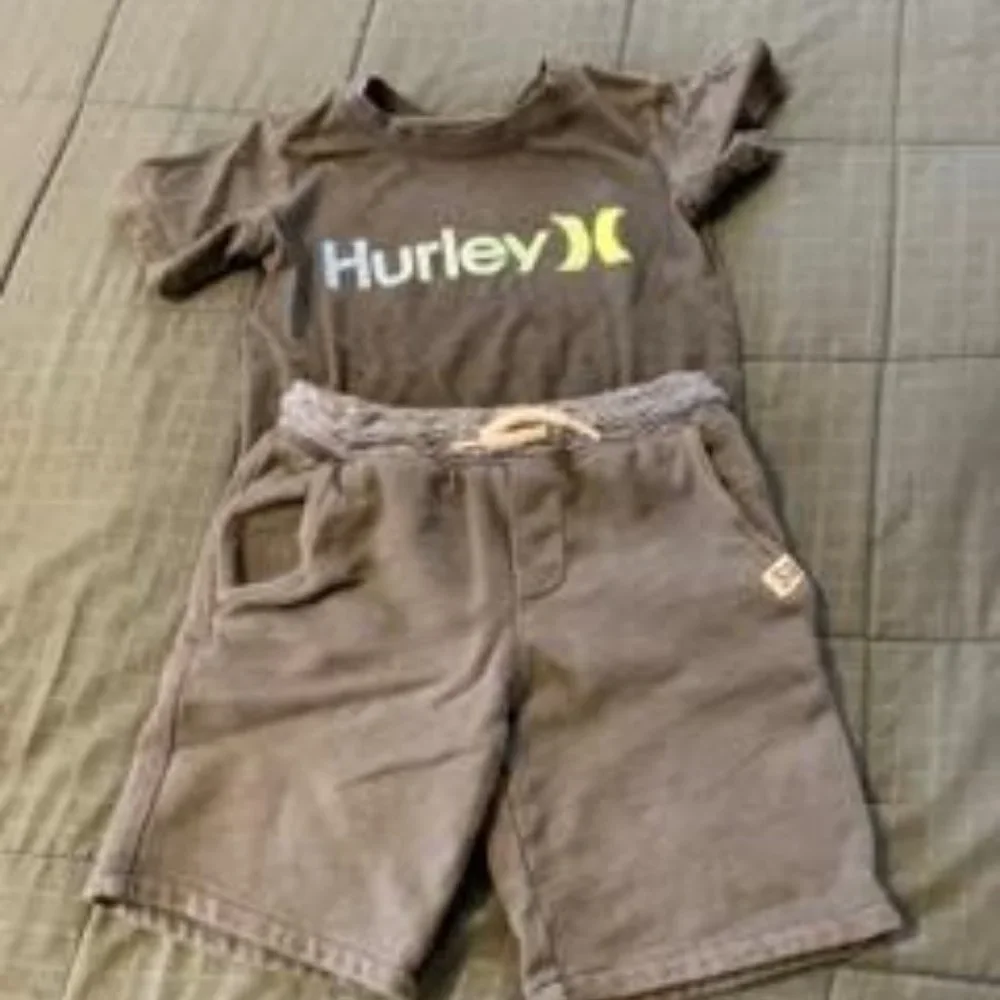 Boys Hurley top and Carters Pull on shorts